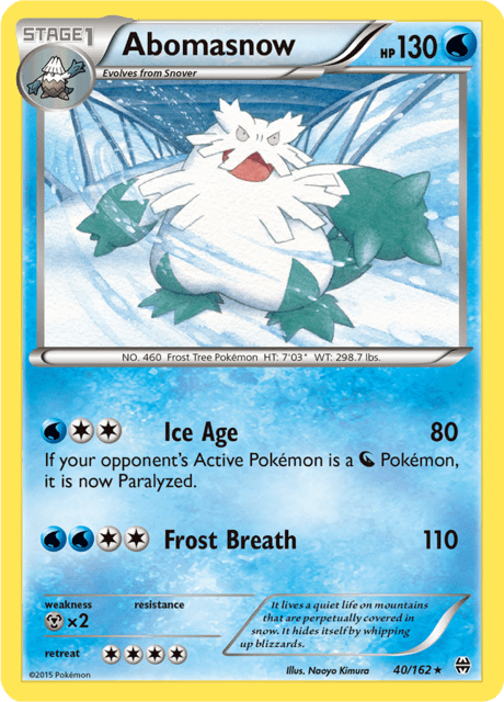 Pokémon trading card featuring Abomasnow from XY expansion BREAKthrough