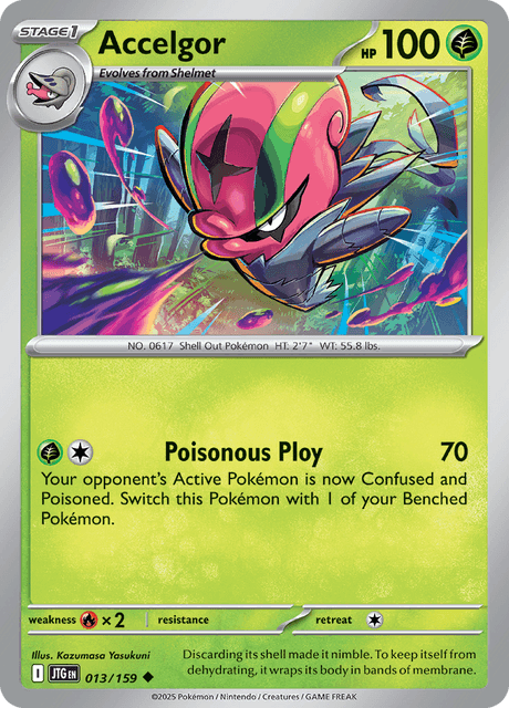Pokémon trading card featuring Accelgor from Journey Together
