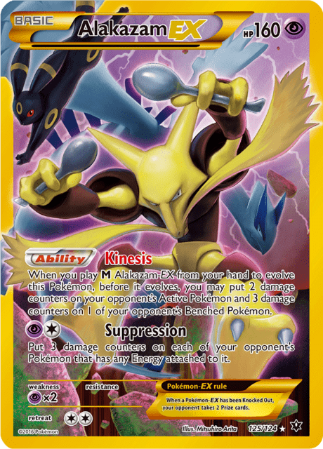 Pokémon trading card featuring Alakazam EX from XY Fates Collide