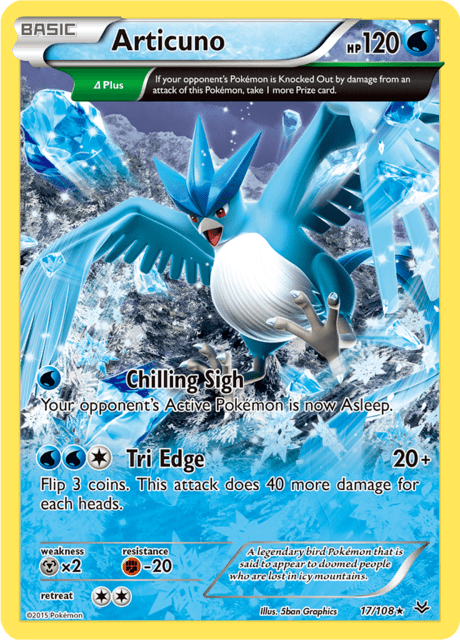 Pokémon trading card featuring Articuno from XY expansion Roaring Skies