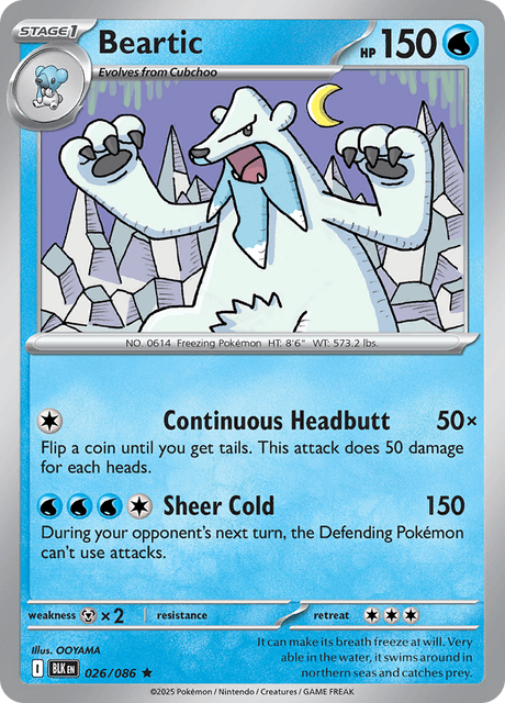 Pokémon trading card featuring Beartic from Scarlet & Violet Black Bolt