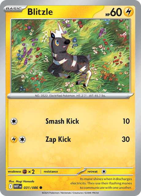 Pokémon trading card featuring Blitzle from Scarlet and Violet expansion White Flare