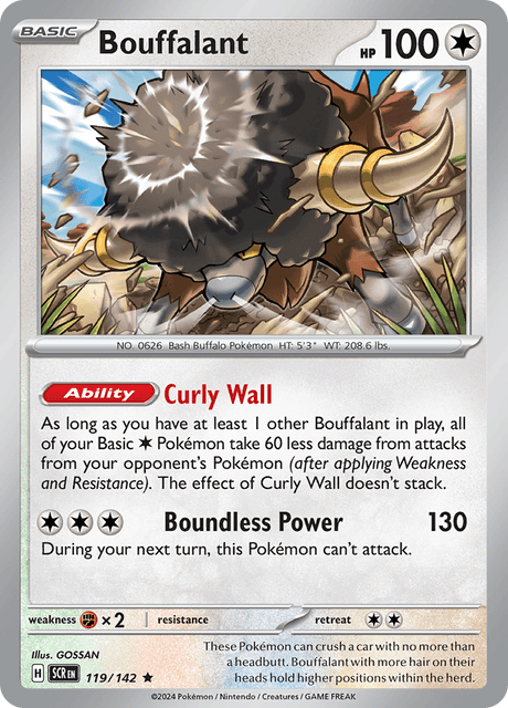 Pokémon trading card featuring Bouffalant from Scarlet and Violet Stellar Crown