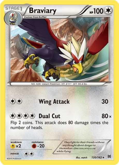 Pokémon trading card featuring Braviary from XY expansion BREAKthrough