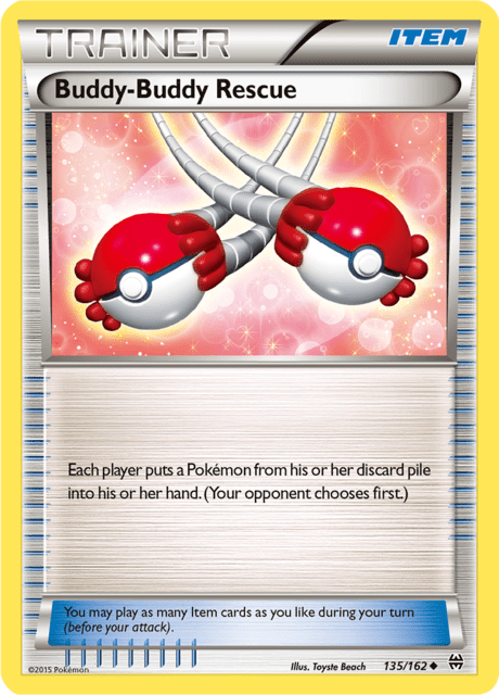 Pokémon trading card featuring Buddy Buddy Rescue from XY expansion BREAKthrough