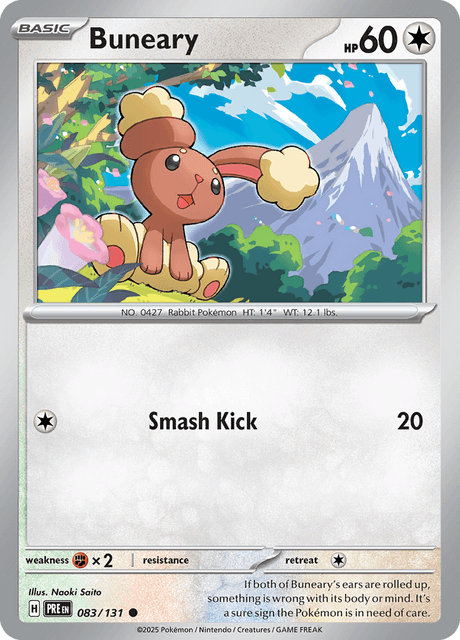 Pokémon trading card featuring Buneary from Scarlet & Violet Pristmatic Evolutions