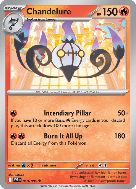 Pokémon trading card featuring Chandelure from Scarlet and Violet expansion White Flare