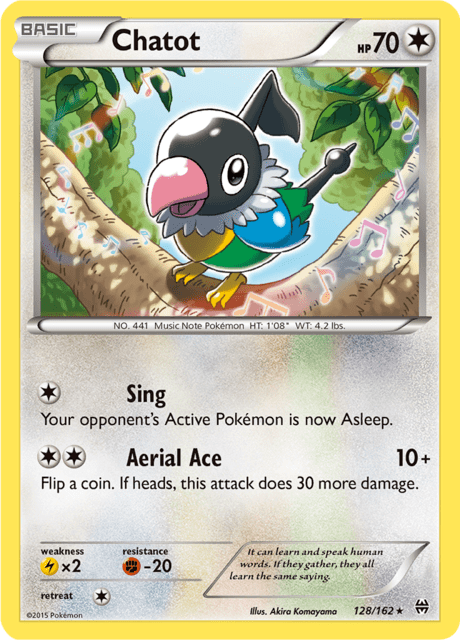 Pokémon trading card featuring Chatot from XY expansion BREAKthrough