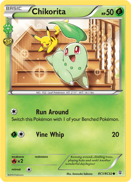 Pokémon trading card featuring Chikorita from XY expansion Generations