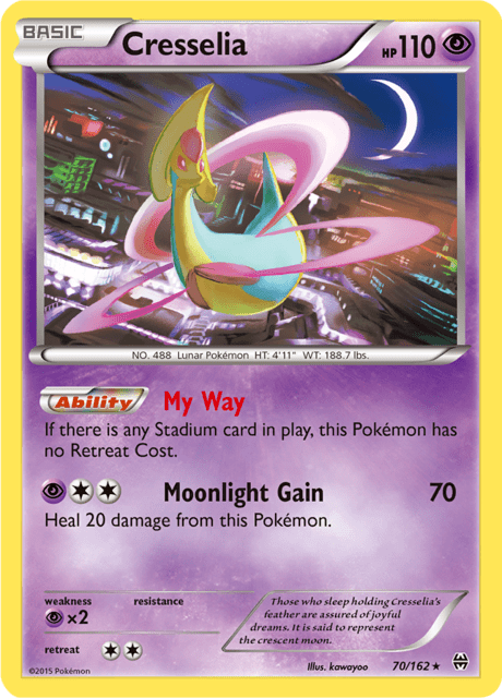 Pokémon trading card featuring Cresselia from XY expansion BREAKthrough