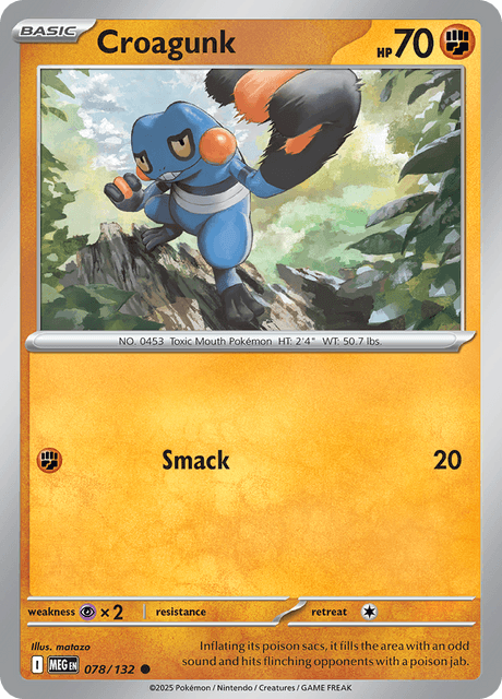 Pokémon trading card featuring Croagunk from Mega Evolution