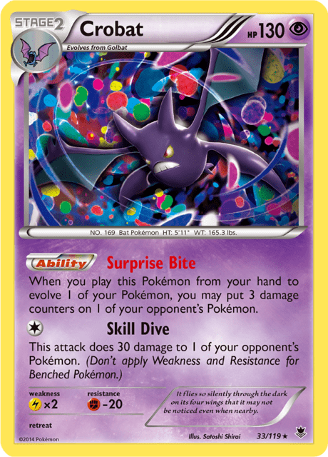 Pokémon trading card featuring Crobat from XY expansion Phantom Forces