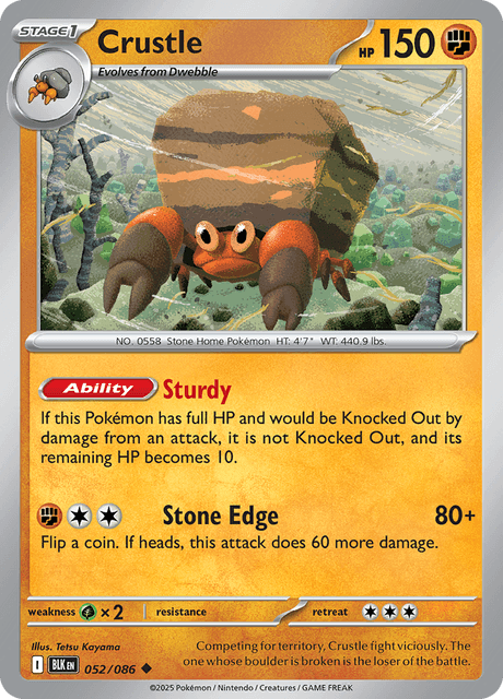 Pokémon trading card featuring Crustle from Scarlet & Violet Black Bolt