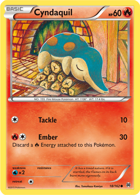 Pokémon trading card featuring Cyndaquil from XY expansion BREAKthrough