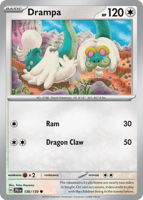 Pokémon trading card featuring Drampa from Scarlet and Violet expansion Journey Together