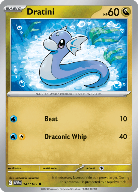 Pokémon trading card featuring Dratini from Scarlet and Violet expansion 151