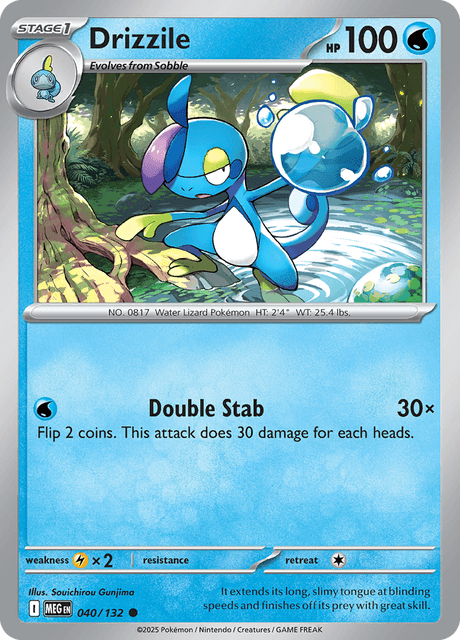 Pokémon trading card featuring Drizzile from Mega Evolution