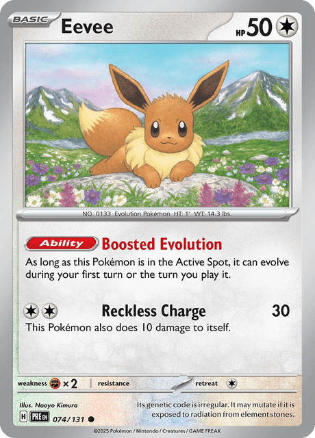 Pokémon trading card featuring Eevee from Scarlet & Violet Pristmatic Evolutions