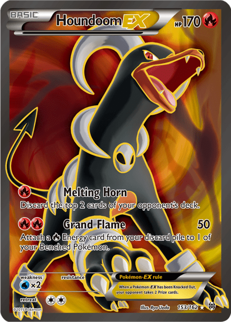 Pokémon trading card featuring Houndoom EX from XY BREAKthrough