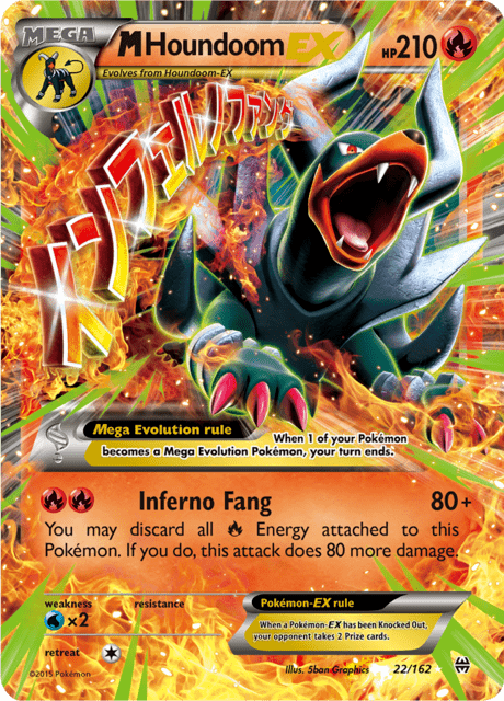 Pokémon trading card featuring M Houndoom EX from XY expansion BREAKthrough