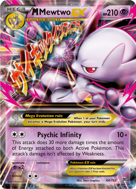 Pokémon trading card featuring M Mewtwo EX from XY expansion BREAKthrough