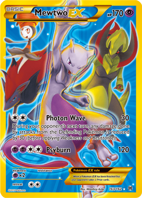 Pokémon trading card featuring Mewtwo EX from XY BREAKthrough