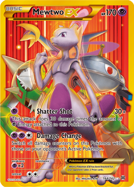 Pokémon trading card featuring Mewtwo EX from XY BREAKthrough