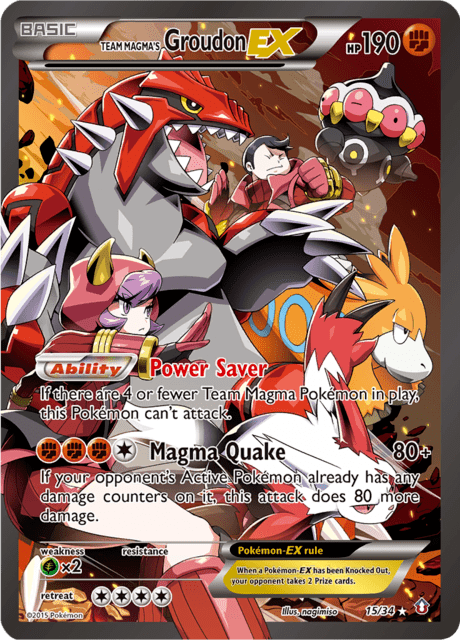 Pokémon trading card featuring Team Magma's Groudon EX from XY Double Crisis