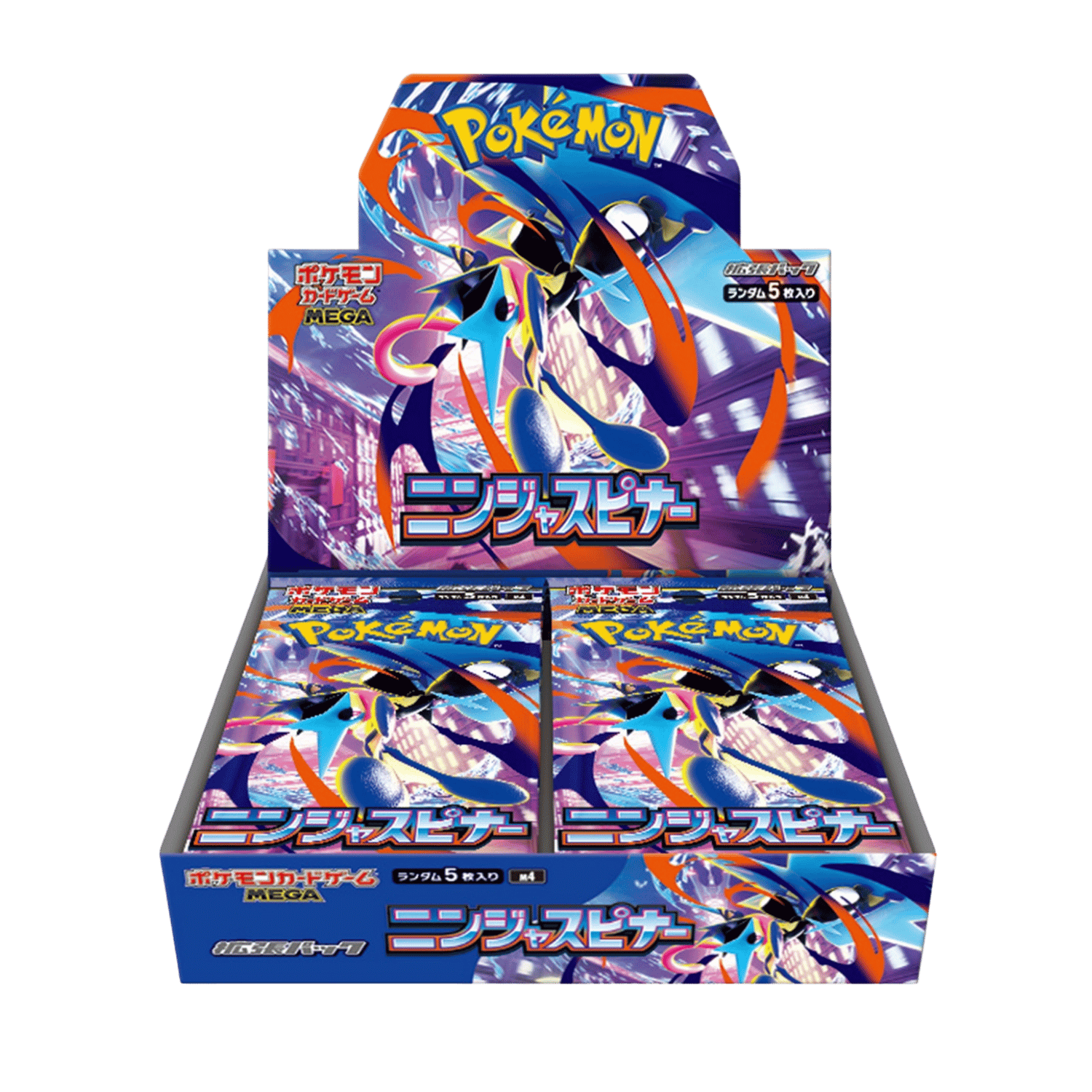 Ninja Spinner M4 Pokémon TCG booster box. Featuring Mega Greninja ex
